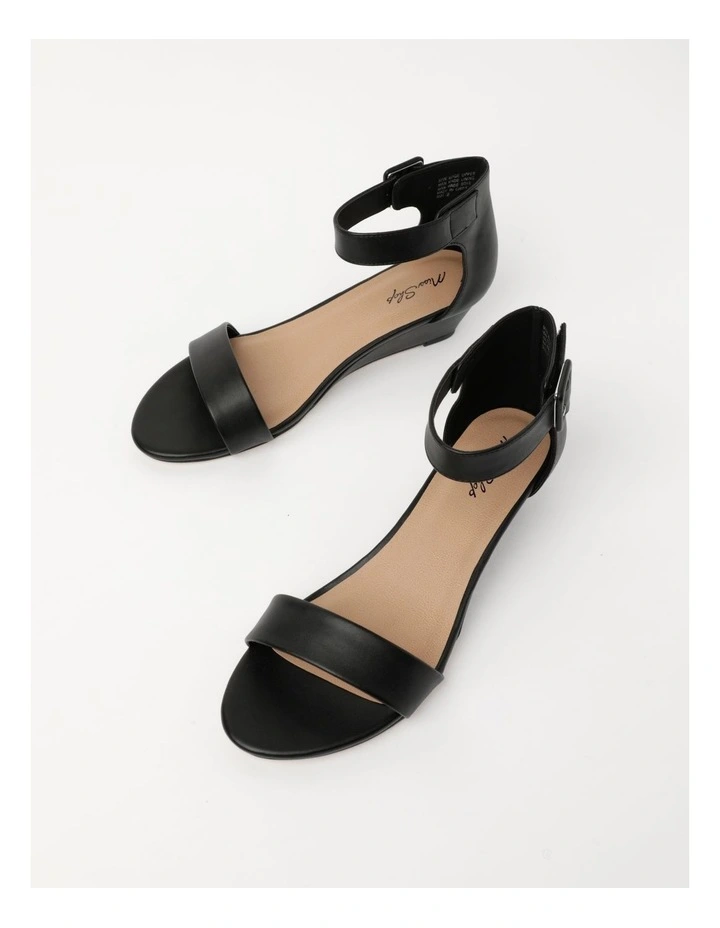 Bridgette Wedged Low Heeled Sandal in Black image 4