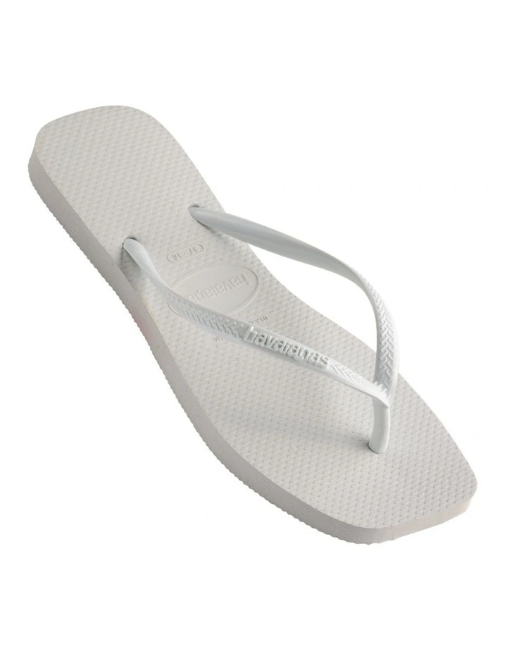 Slim Square Toe Thongs in White image 1