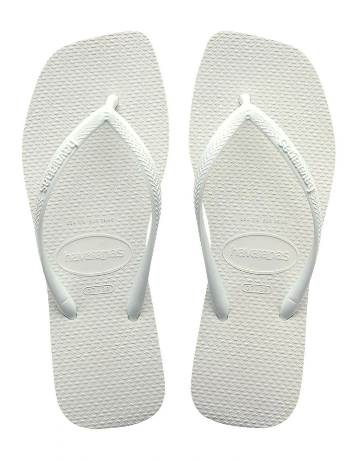 Slim Square Toe Thongs in White image 3