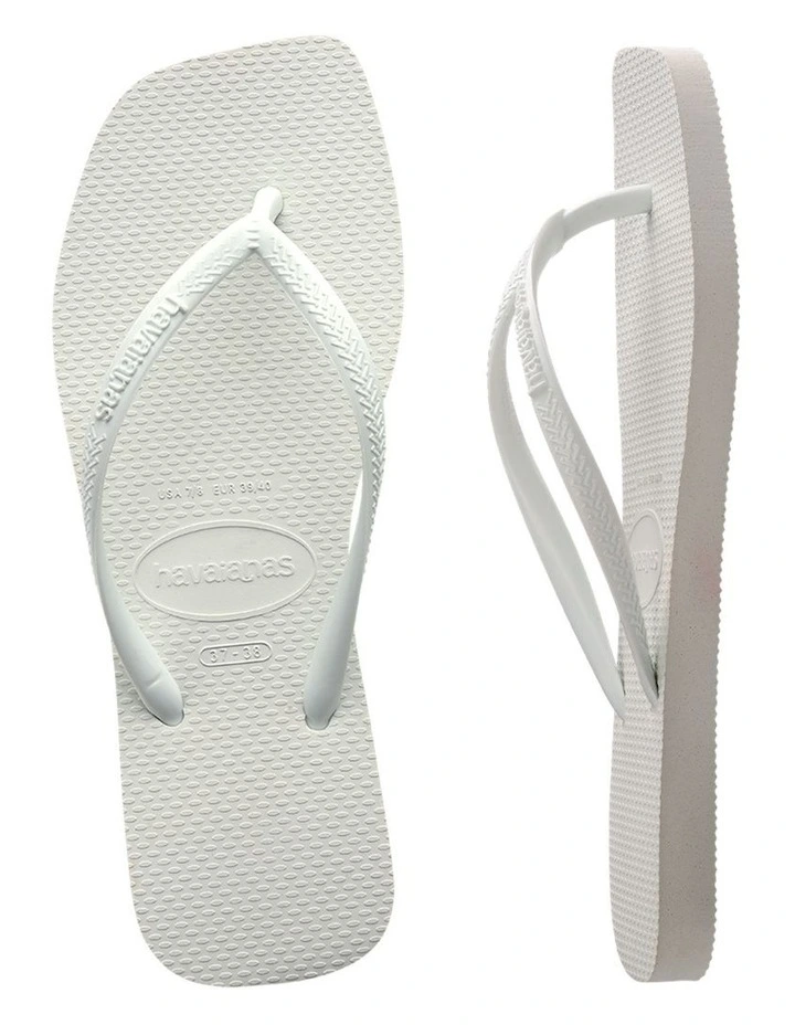 Slim Square Toe Thongs in White image 4