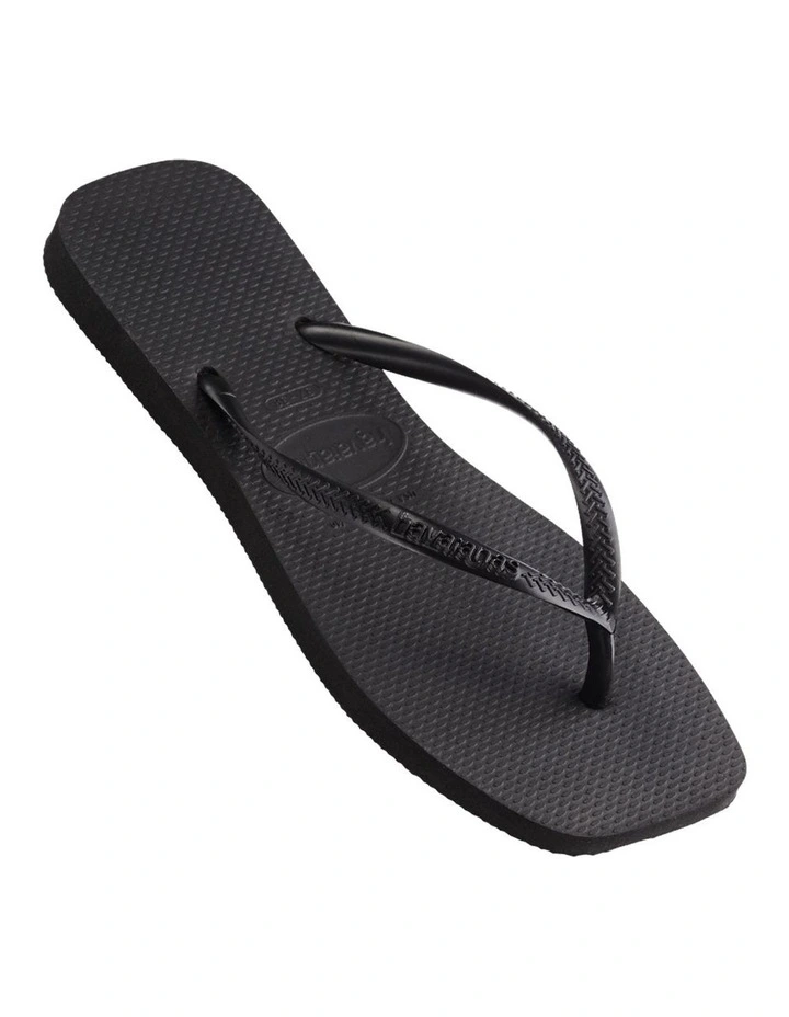 Slim Square Toe Thongs in Black image 1