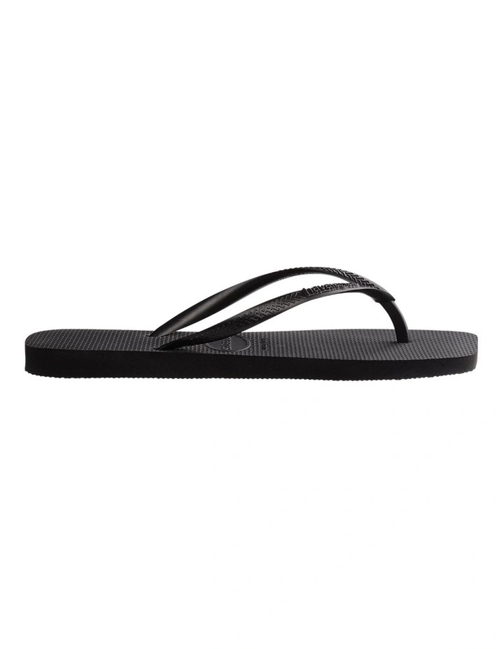 Slim Square Toe Thongs in Black image 2