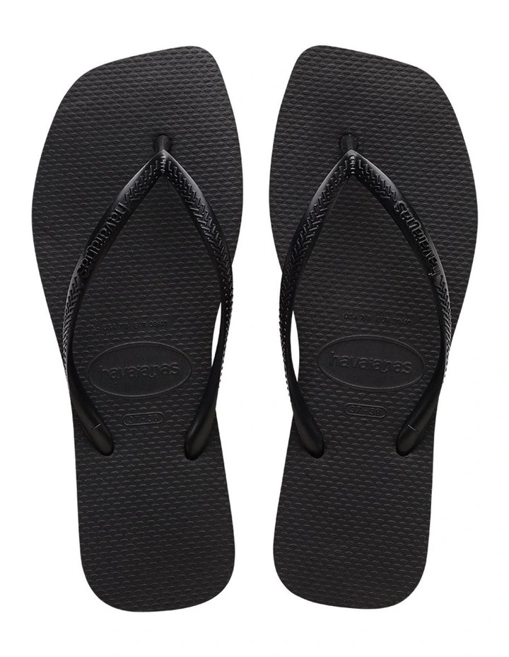 Slim Square Toe Thongs in Black image 3