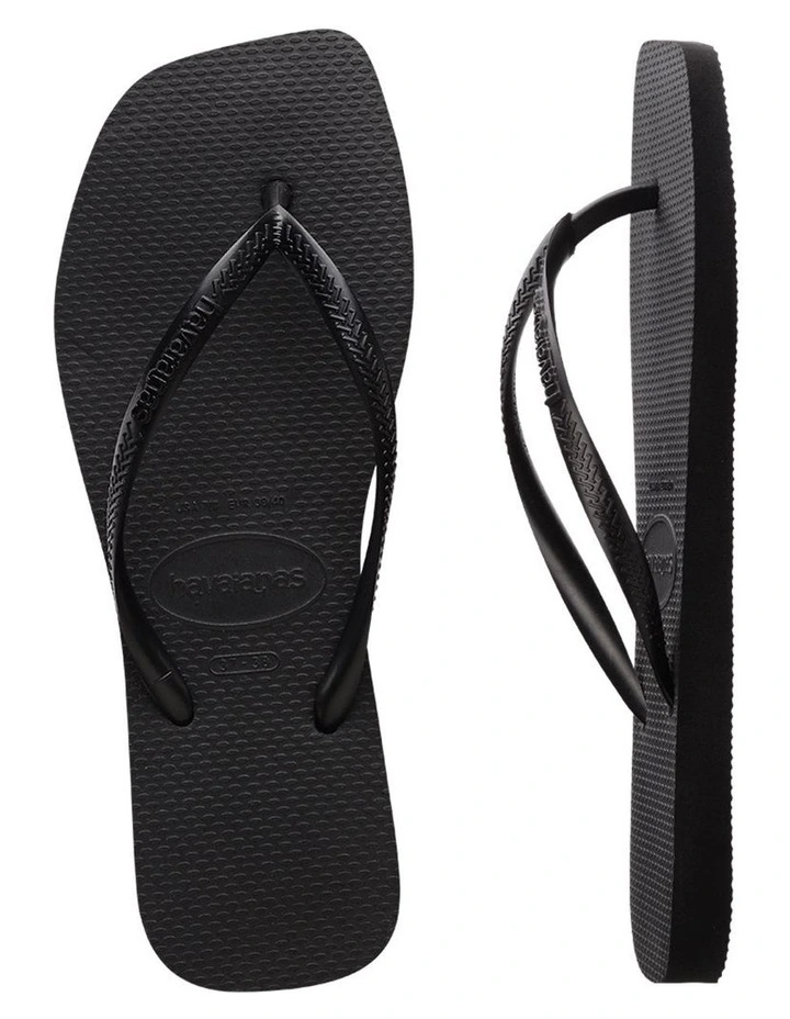 Slim Square Toe Thongs in Black image 4