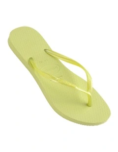 Slim Metallic Thongs in Matcha Green