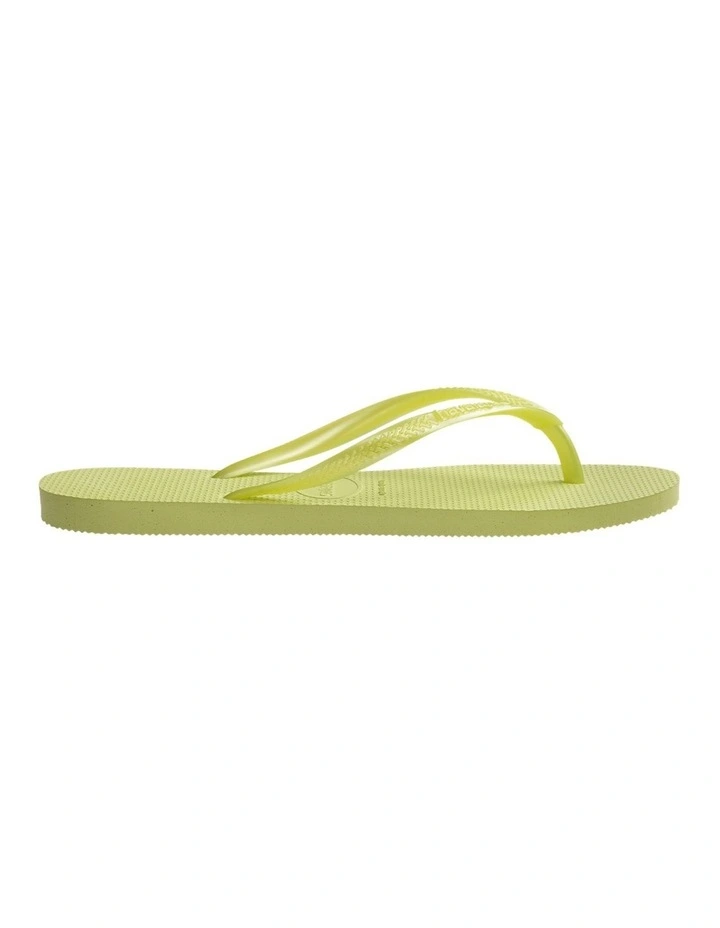 Slim Metallic Thongs in Matcha Green image 2