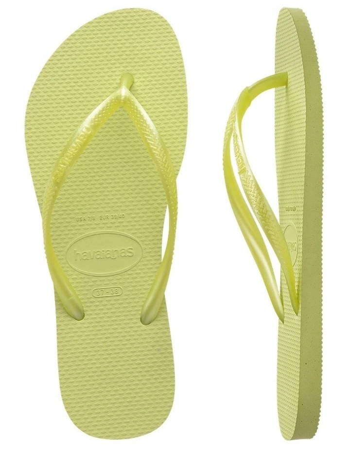 Slim Metallic Thongs in Matcha Green image 4
