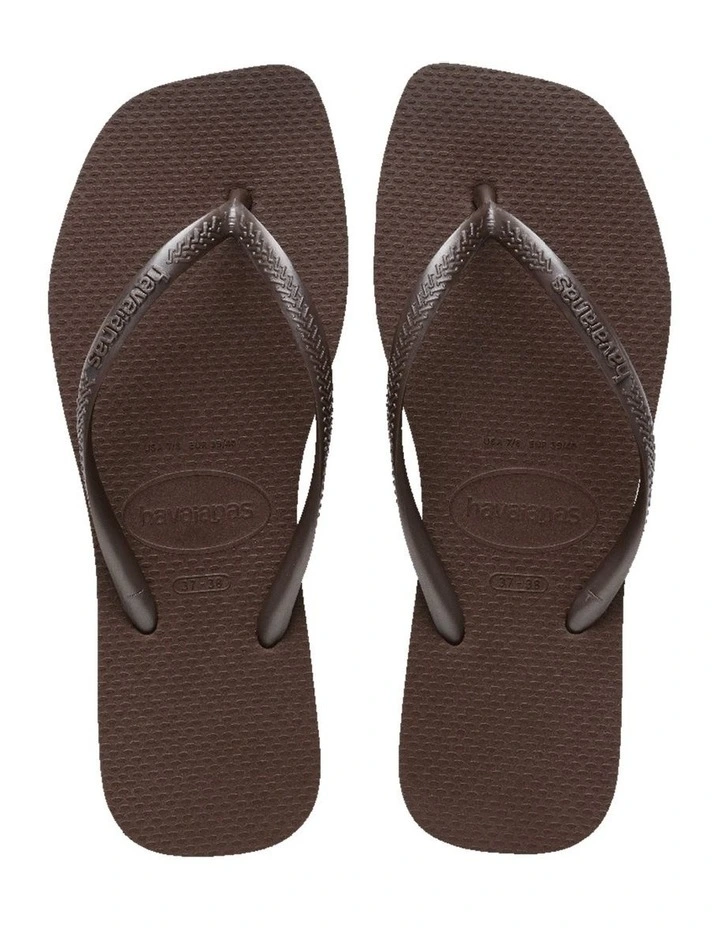 Slim Square Toe Thongs in Dark Brown image 3