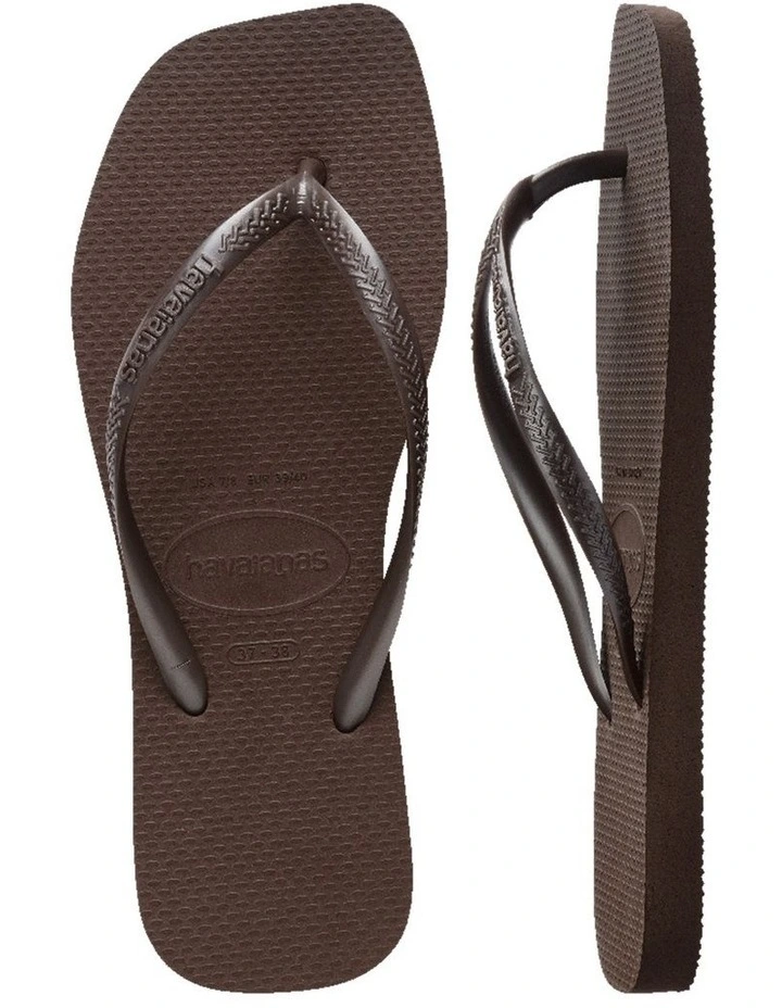 Slim Square Toe Thongs in Dark Brown image 4