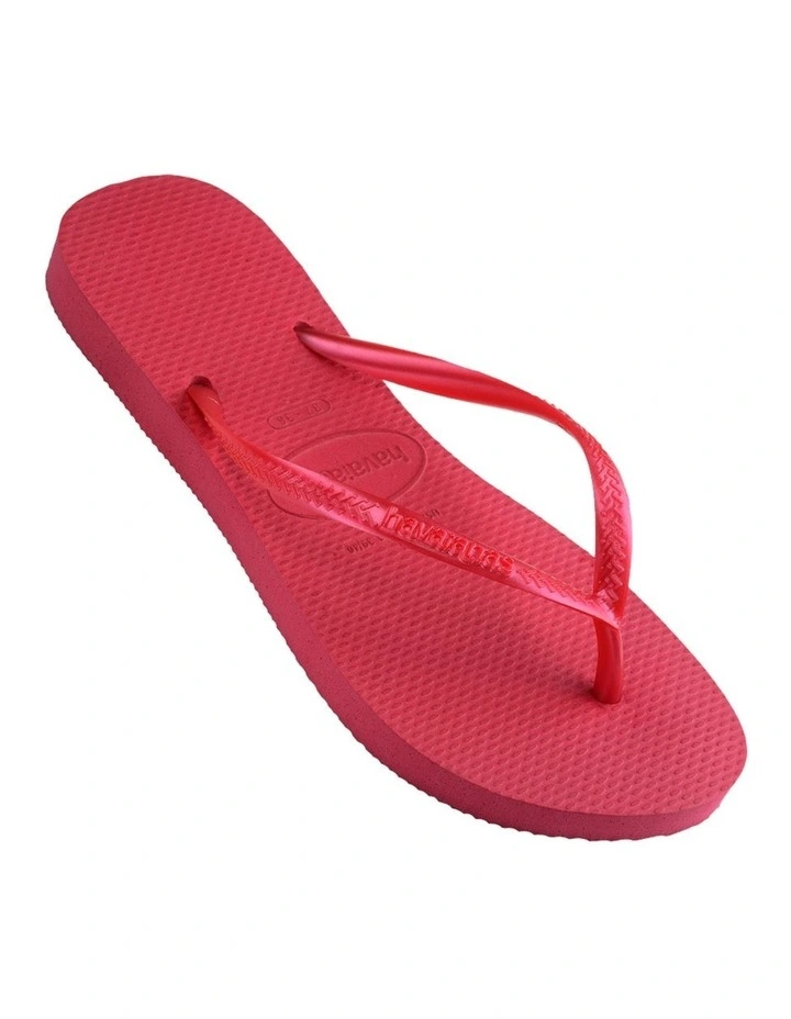 Slim Metallic Thongs in Pink Fever image 1