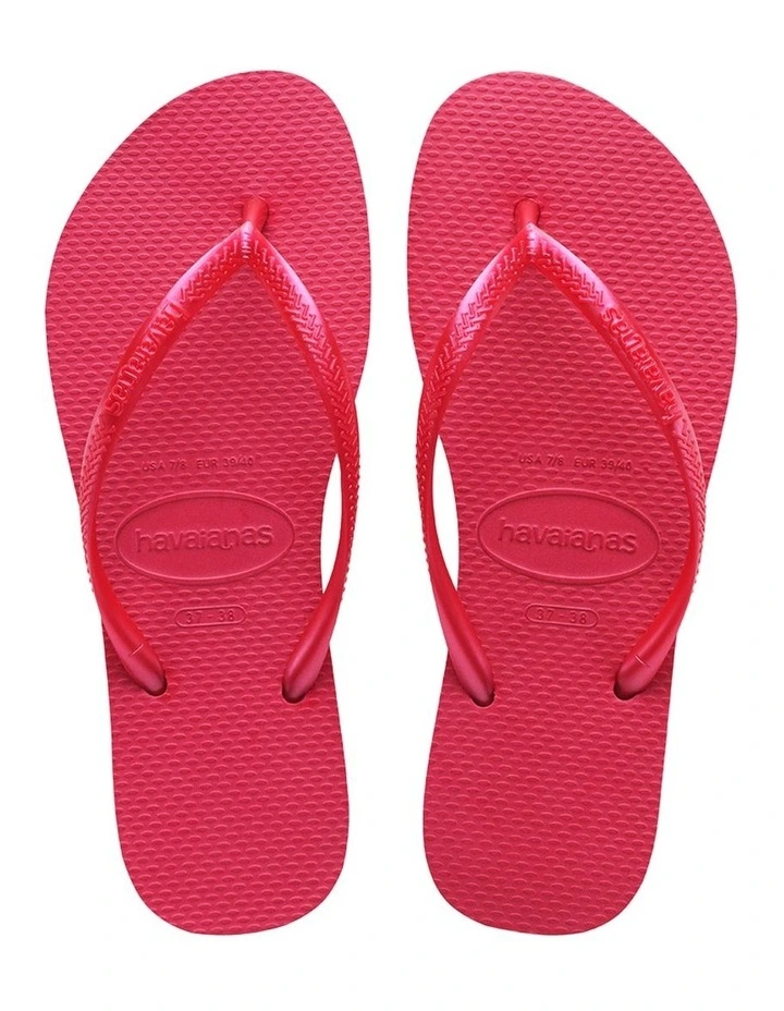 Slim Metallic Thongs in Pink Fever image 3