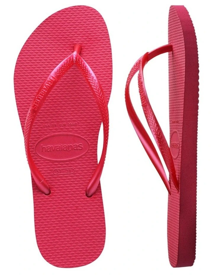 Slim Metallic Thongs in Pink Fever image 4