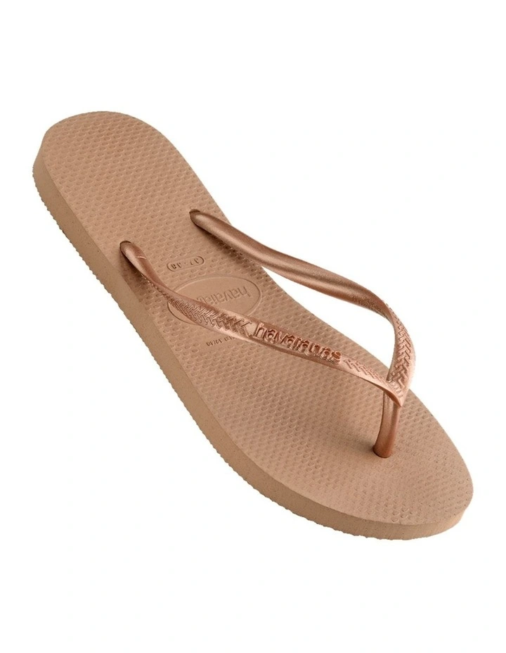 Slim Metallic Thongs in Rose Gold image 1