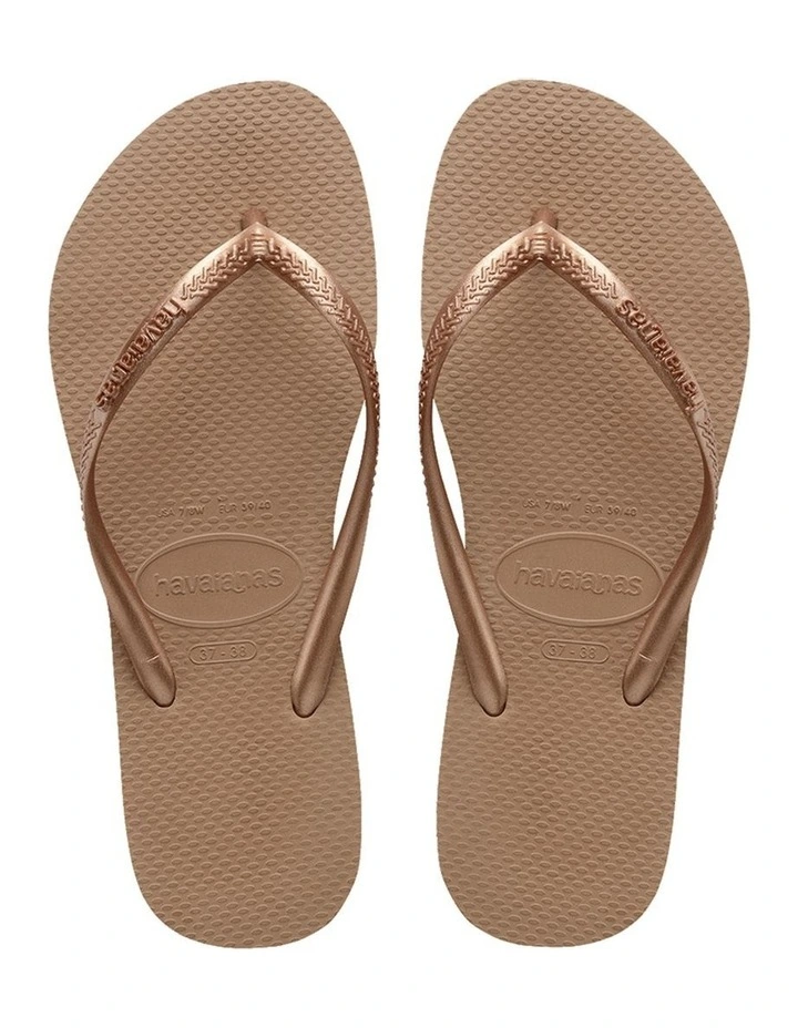 Slim Metallic Thongs in Rose Gold image 3