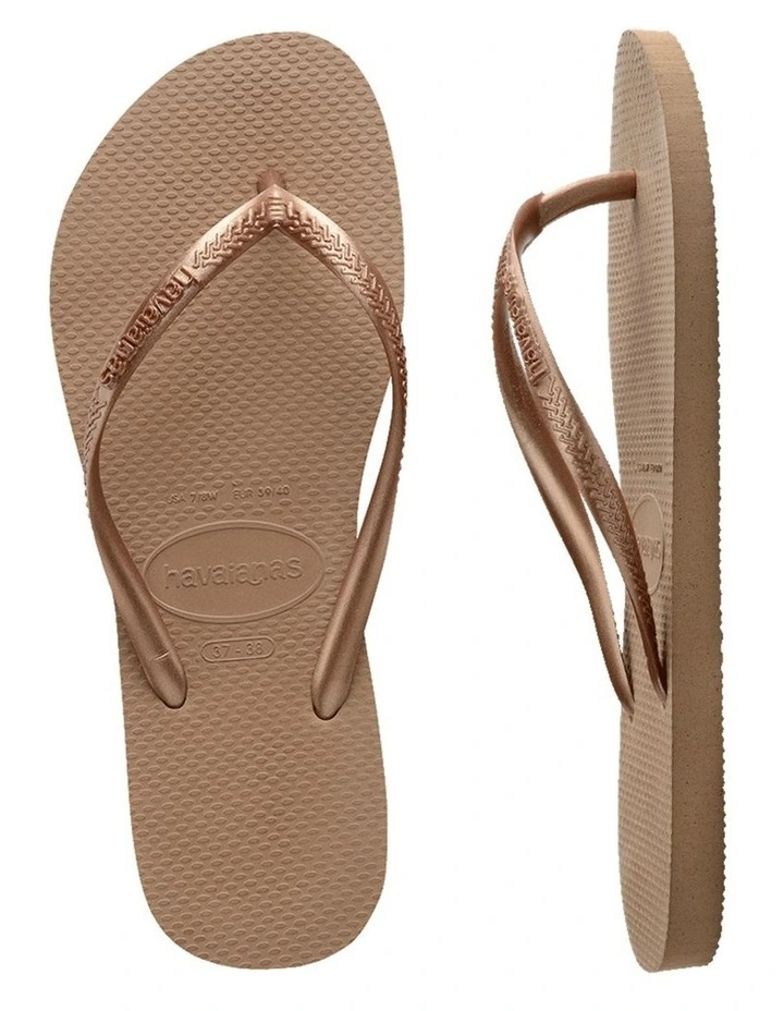 Slim Metallic Thongs in Rose Gold image 4