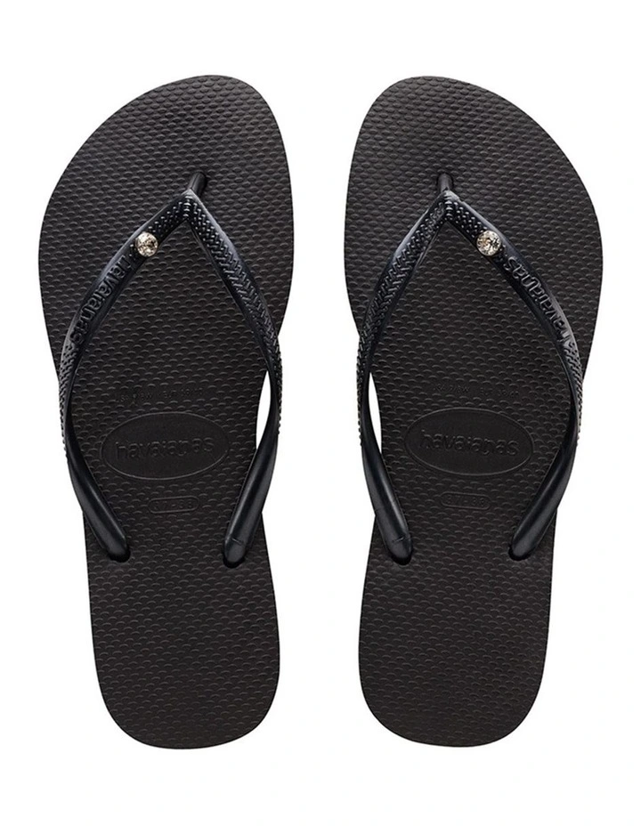 Slim Crystal Thongs in Black image 3