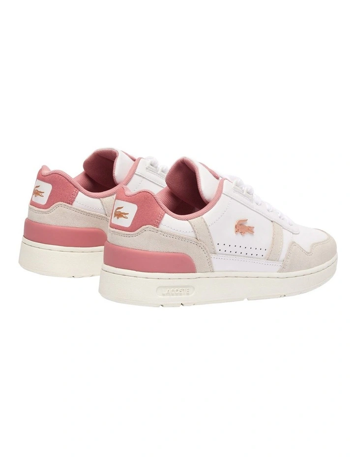T-clip Contrasted Leather Sneakers in White/Pink image 3