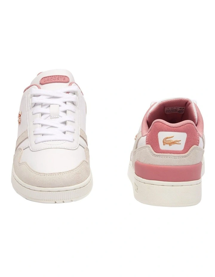 T-clip Contrasted Leather Sneakers in White/Pink image 5