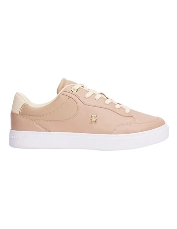 Monogram Leather Court Trainers in Pink