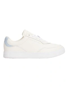 Leather Embossed Cupsole Trainers in  Ivory