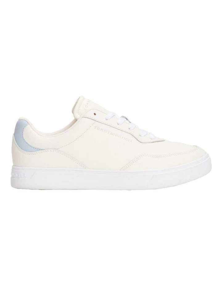 Leather Embossed Cupsole Trainers in Ivory image 1