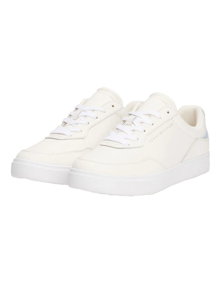 Leather Embossed Cupsole Trainers in Ivory image 2