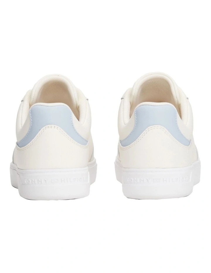 Leather Embossed Cupsole Trainers in Ivory image 3