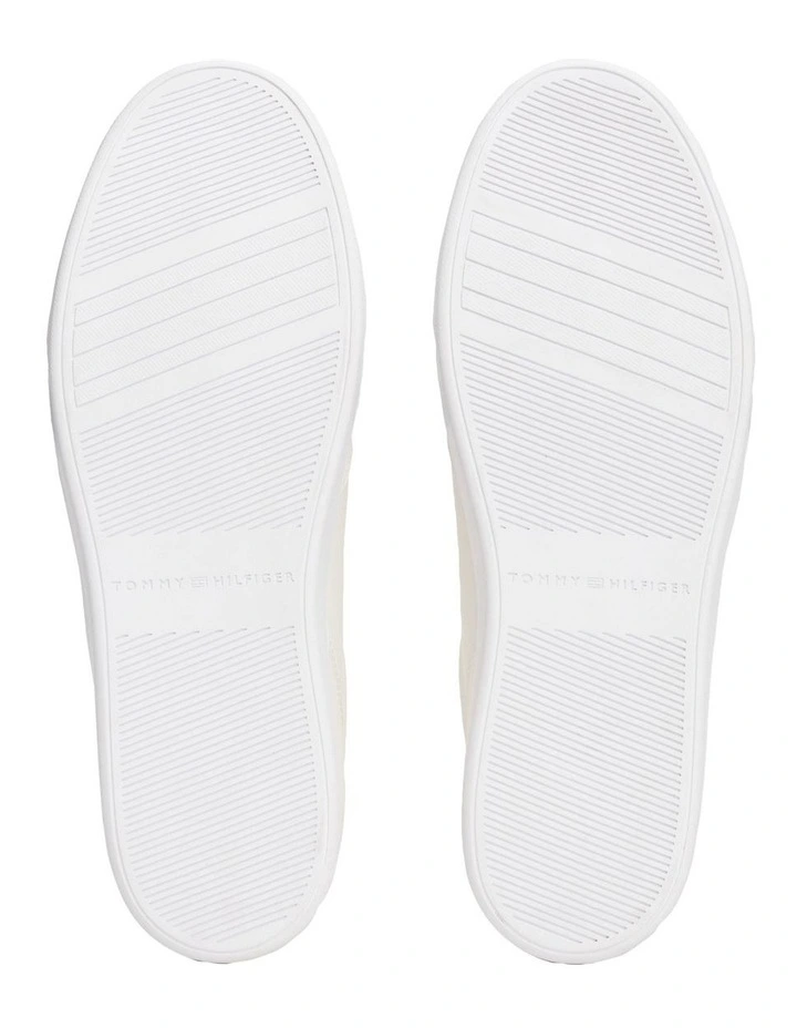 Leather Embossed Cupsole Trainers in Ivory image 5