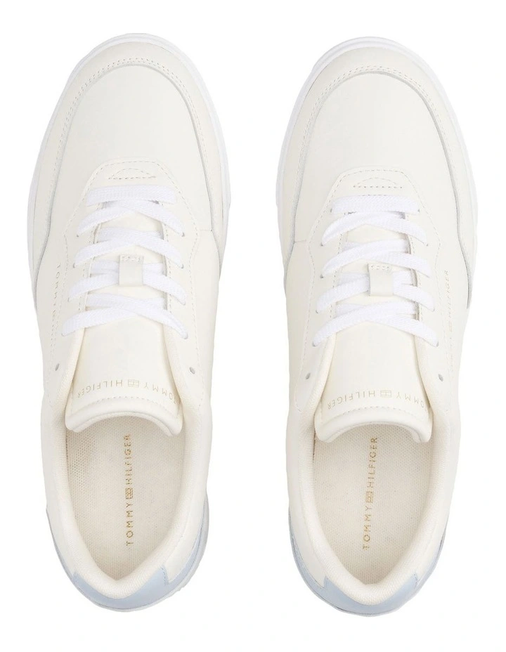 Leather Embossed Cupsole Trainers in Ivory image 6