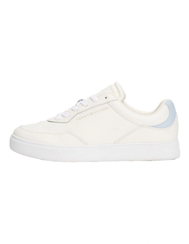 Leather Embossed Cupsole Trainers in Ivory image 7
