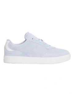 Casual Suede Embossed Logo Trainers in Blue