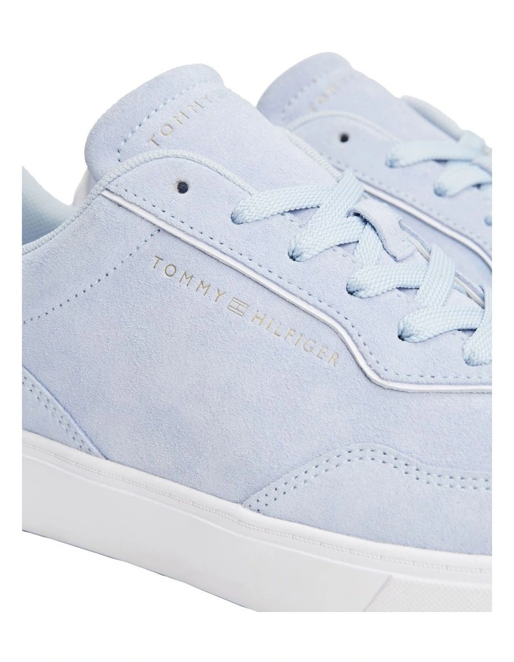 Casual Suede Embossed Logo Trainers in Blue image 3