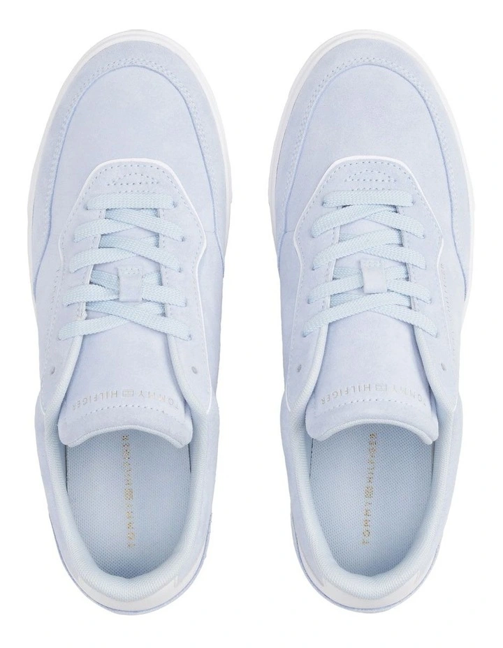 Casual Suede Embossed Logo Trainers in Blue image 4
