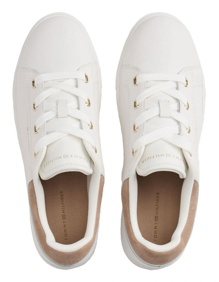 Leather Cupsole Sneakers in White image 4