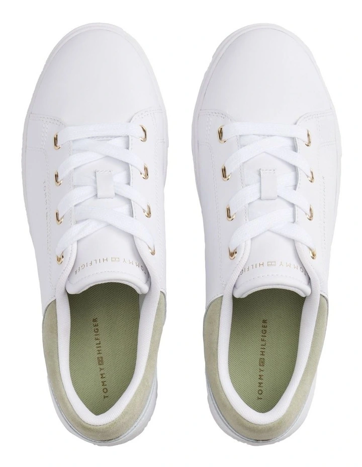 Leather Cupsole Sneakers in White image 3