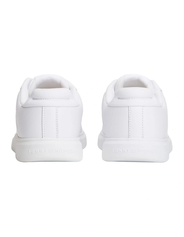 Lightweight Leather Cupsole Court Sneakers in White image 3