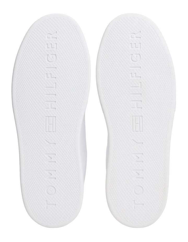 Lightweight Leather Cupsole Court Sneakers in White image 4