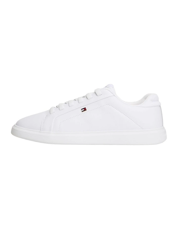 Lightweight Leather Cupsole Court Sneakers in White image 6