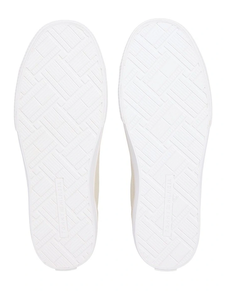 Low Profile Canvas Lace-Up Trainer Sneakers in Beige image 7
