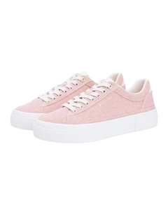 Washed Canvas Platform Trainers in Pink