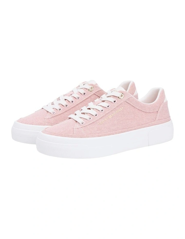 Washed Canvas Platform Trainers in Pink image 1
