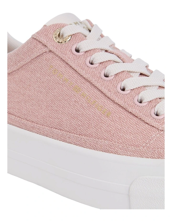 Washed Canvas Platform Trainers in Pink image 2
