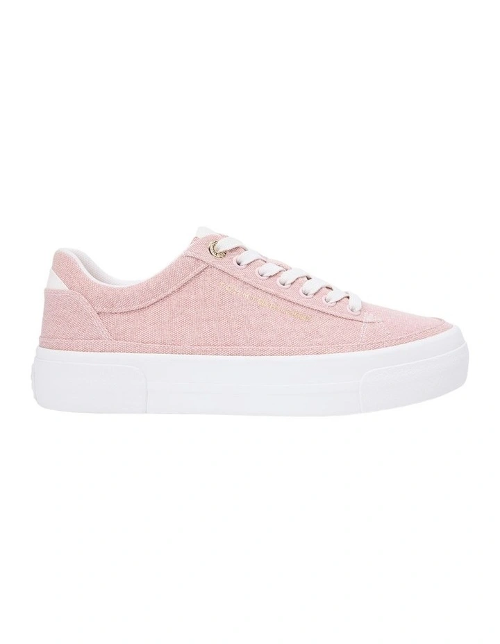 Washed Canvas Platform Trainers in Pink image 3