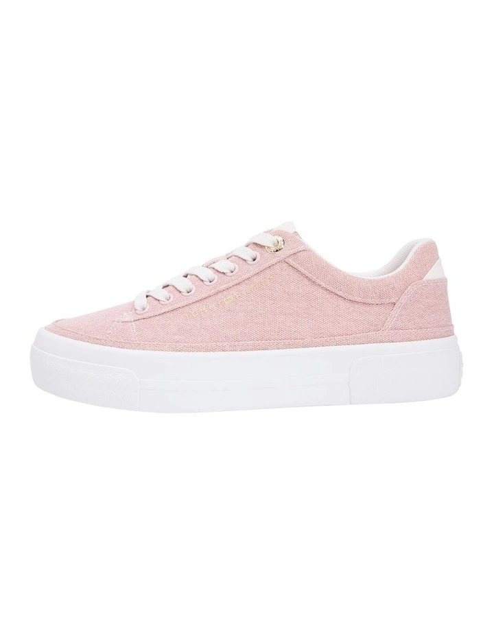 Washed Canvas Platform Trainers in Pink image 4