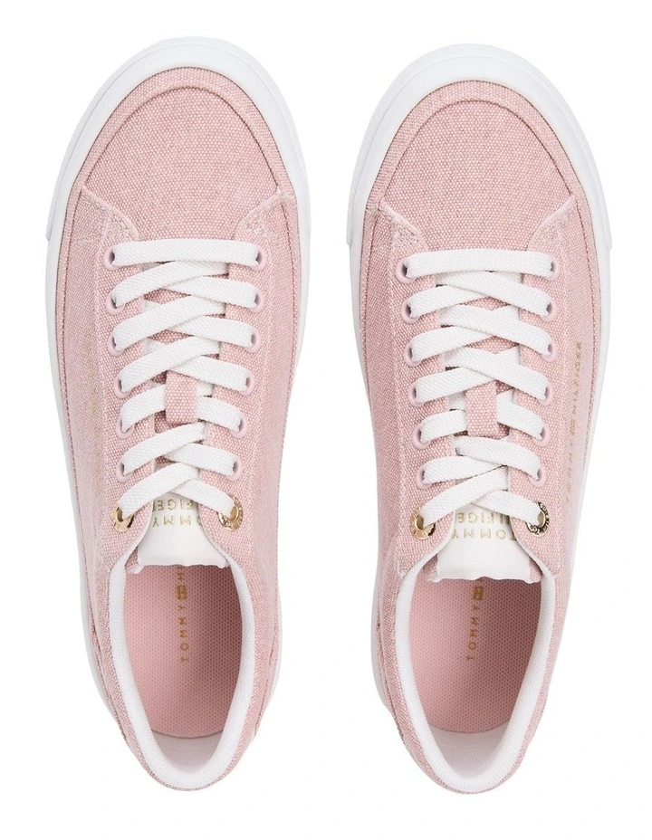 Washed Canvas Platform Trainers in Pink image 6