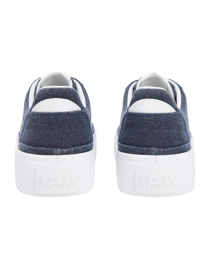 Washed Canvas Platform Trainers in Navy image 6