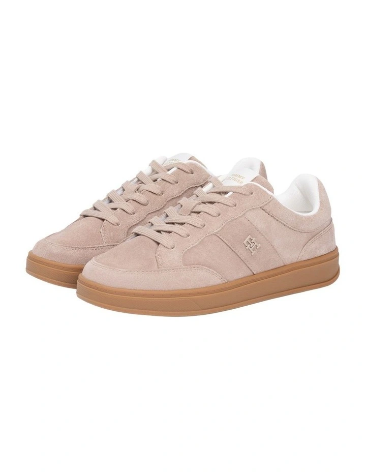 Monogram Suede Court Sneakers in Beige image 1