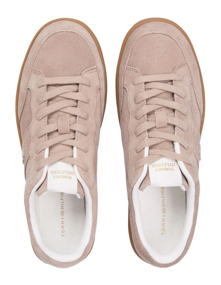 Monogram Suede Court Sneakers in Beige image 3