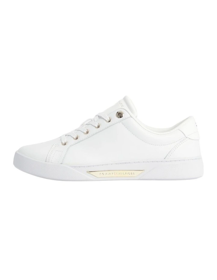 Gold Hardware Court Sneaker in White and Gold image 1