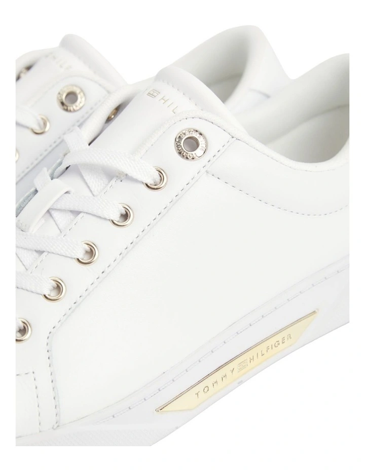 Gold Hardware Court Sneaker in White and Gold image 3